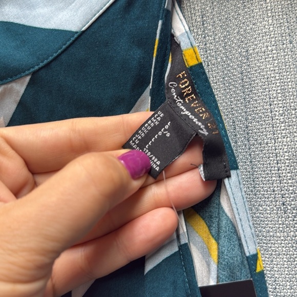 Forever 21 Asymmetrical Striped Dress - Teal and Yellow size large NWT - Picture 5 of 8